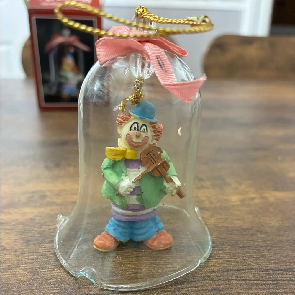 Vintage Clown Glass Ornament Bell